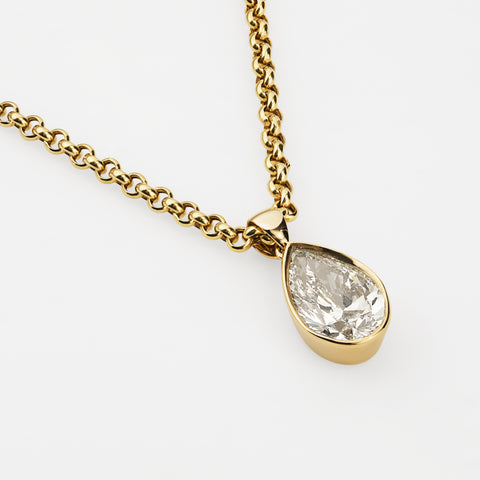 Statement pear shape diamond pendant